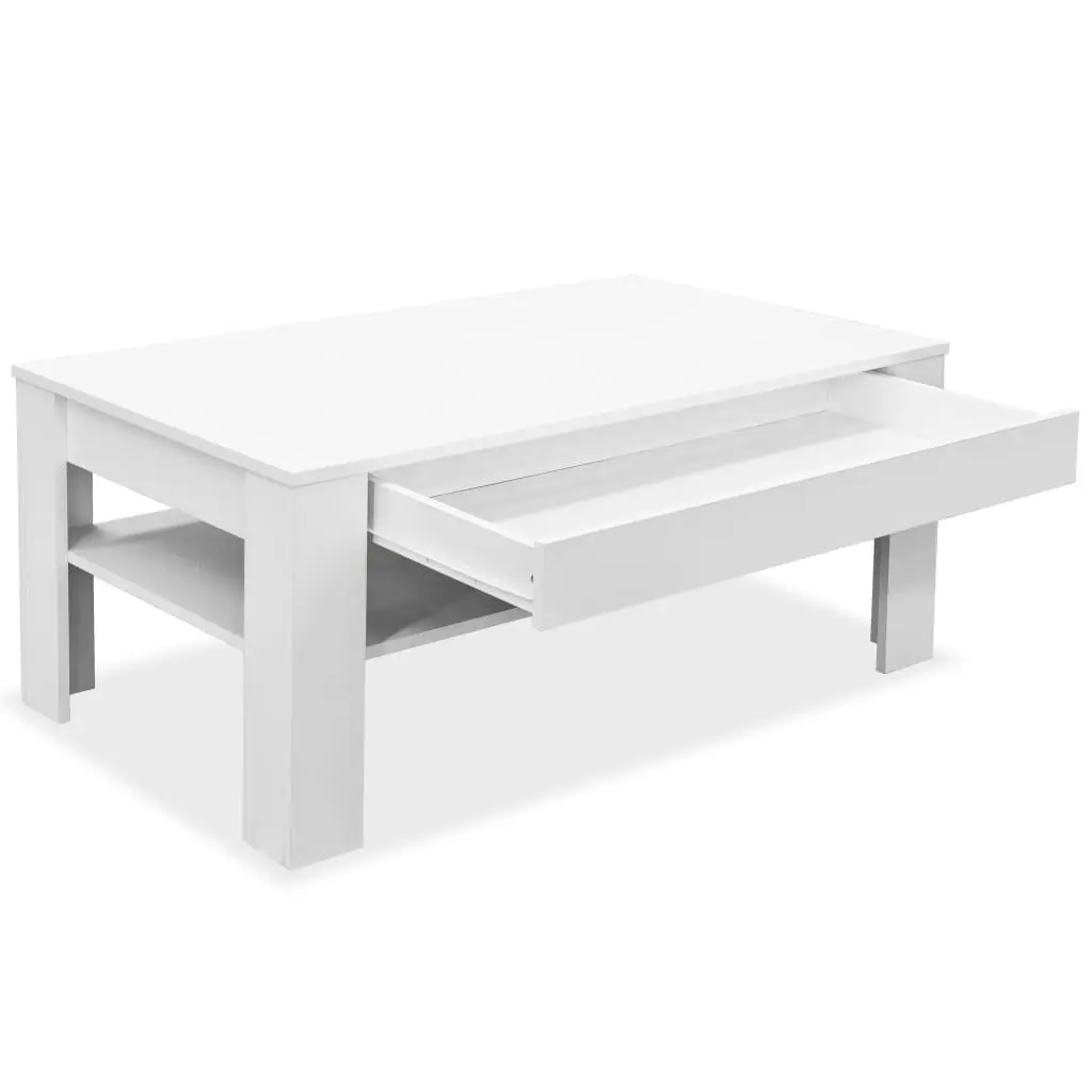 White Coffee Table with Storage Drawer