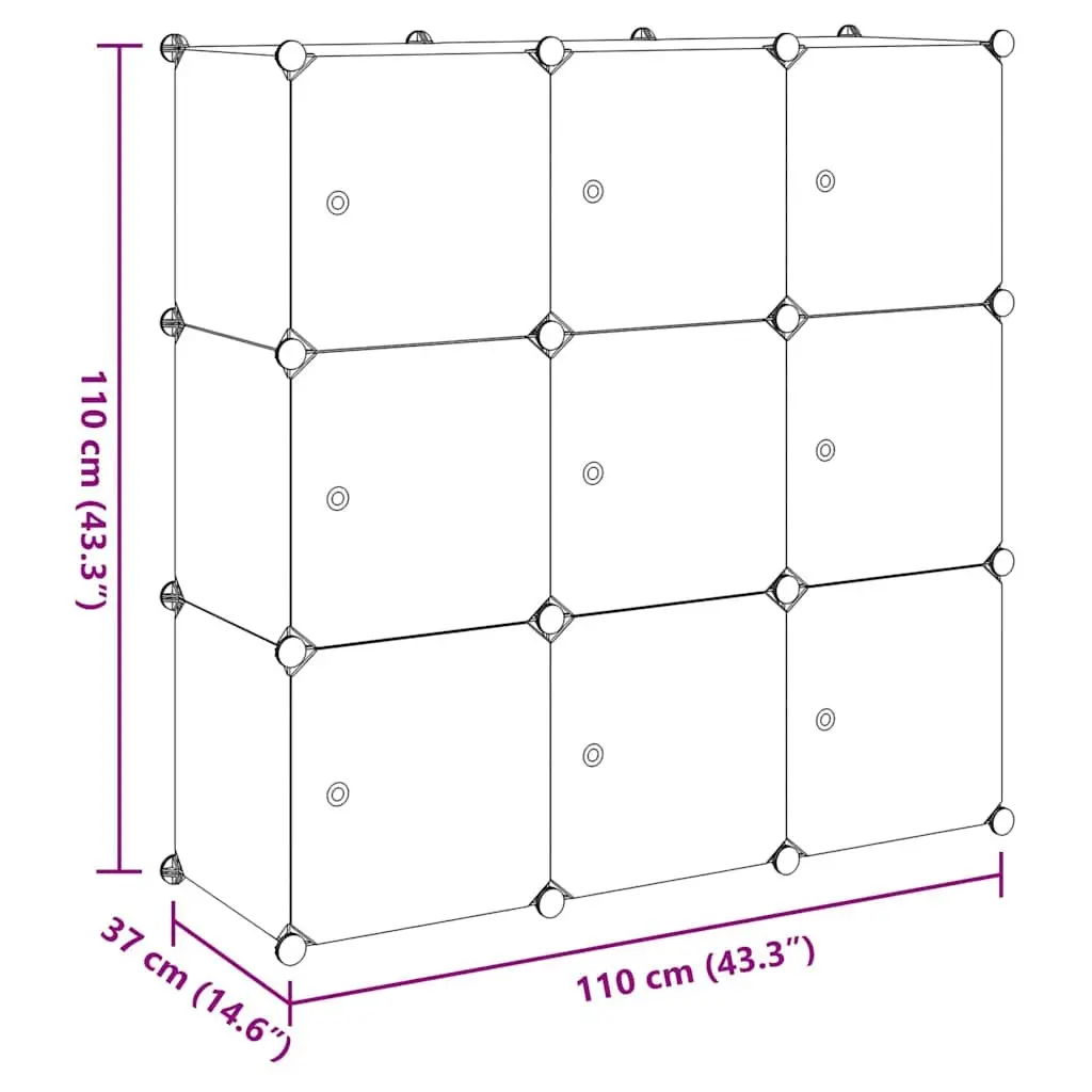 9-Compartment Storage Cube Organiser in Black