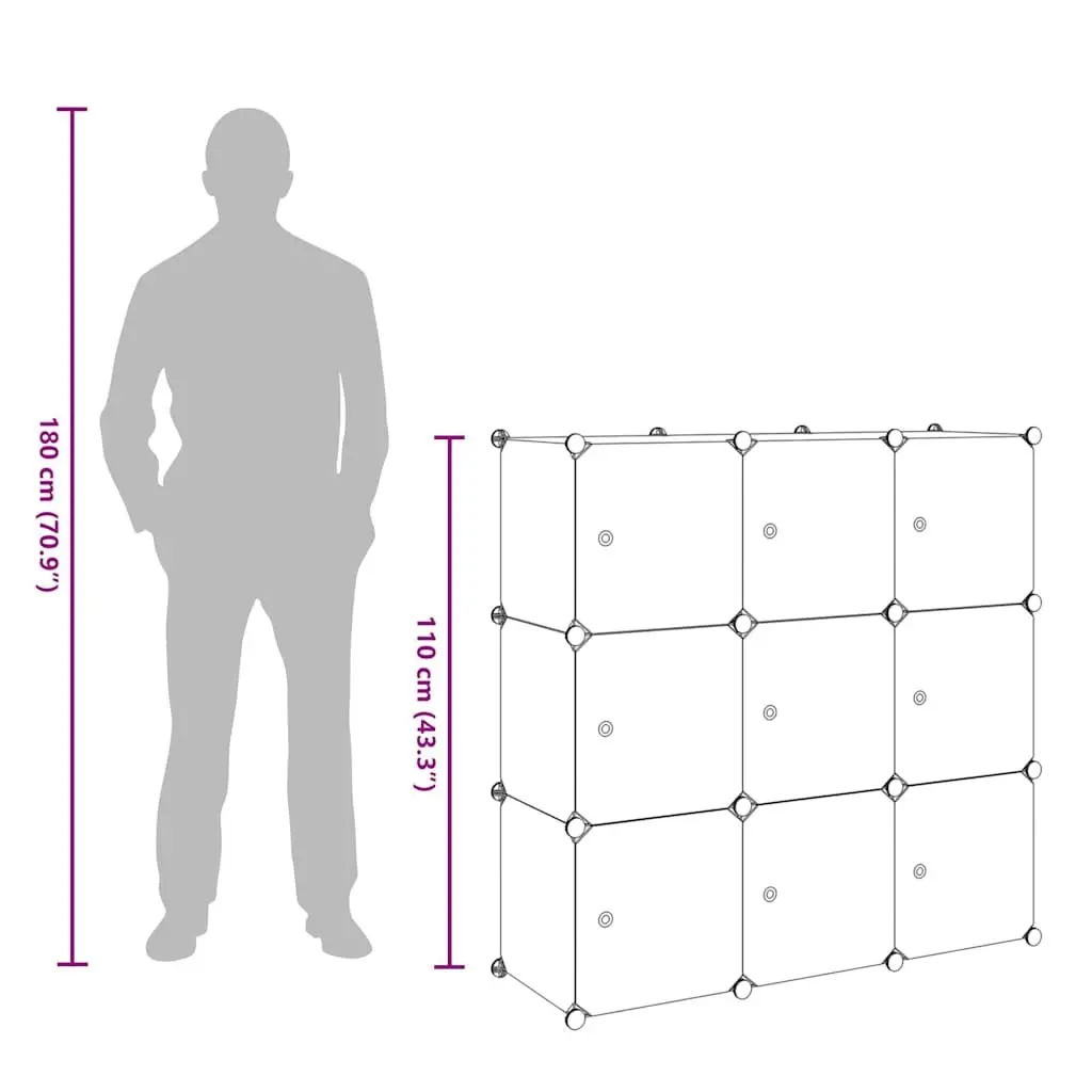 9-Compartment Storage Cube Organiser in Black