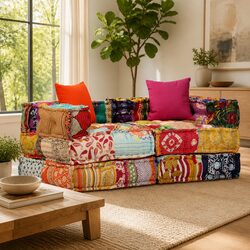 Multicolour Patchwork Modular Pouffe Sofa Bed