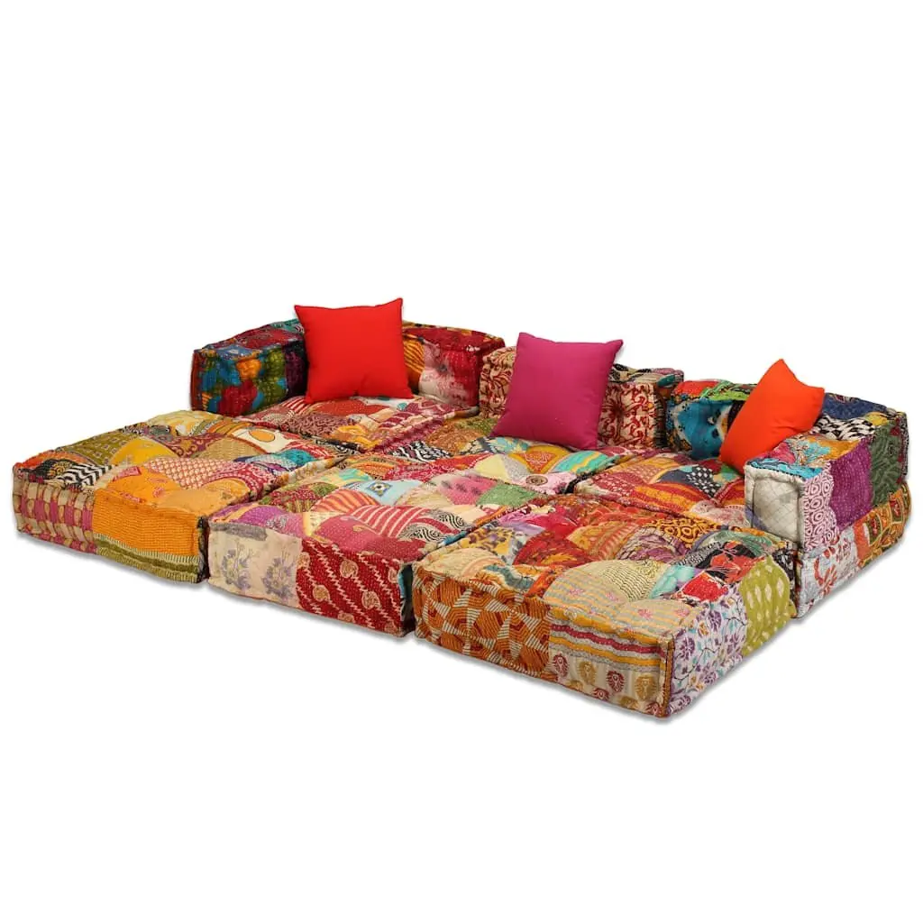Multicolour Patchwork 3-Seater Modular Sofa Bed