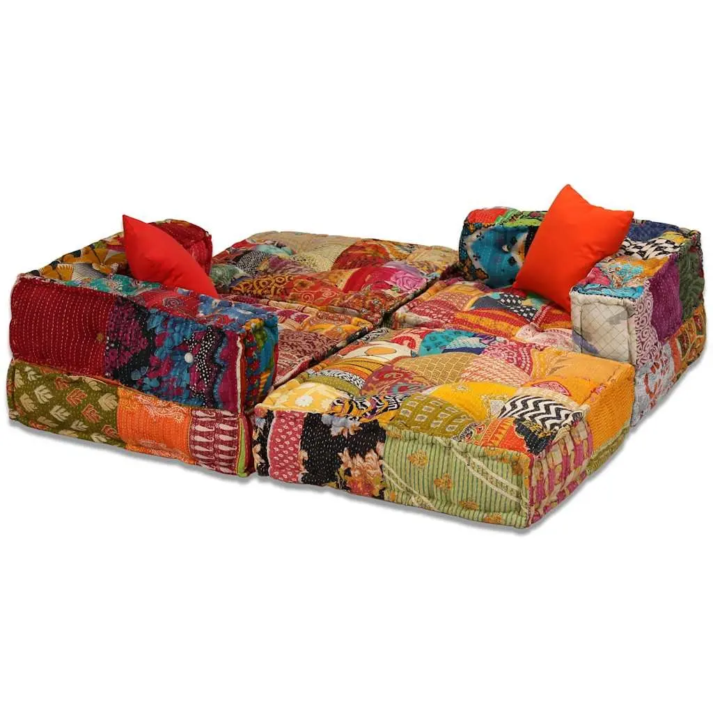 Multicolour Patchwork 3-Seater Modular Sofa Bed