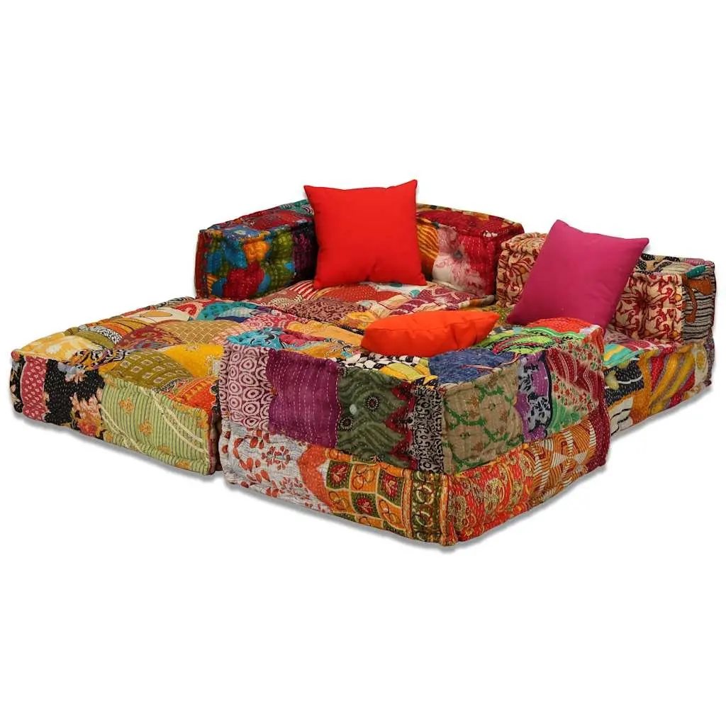 Multicolour Patchwork 3-Seater Modular Sofa Bed