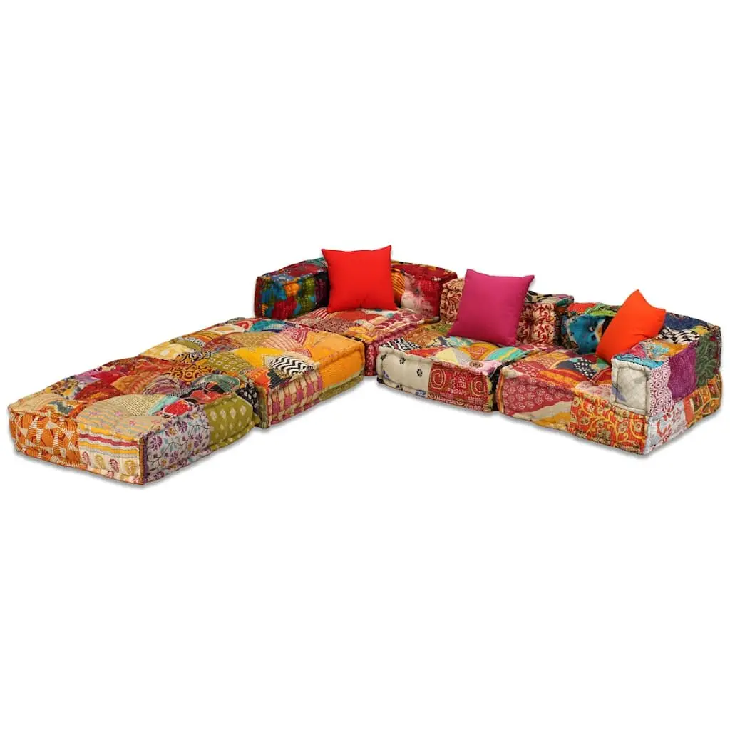 Multicolour Patchwork 3-Seater Modular Sofa Bed