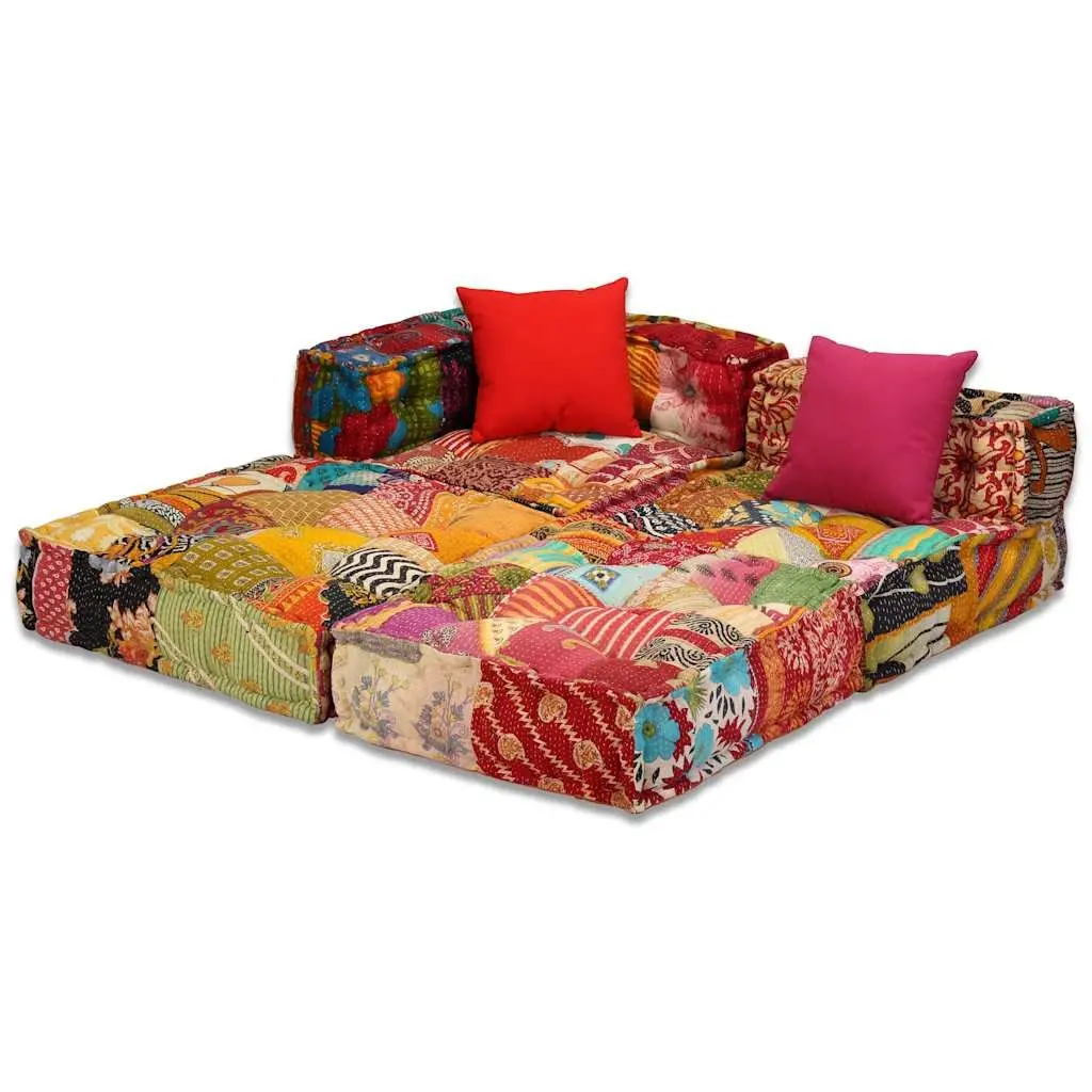 Multicolour Patchwork 3-Seater Modular Sofa Bed