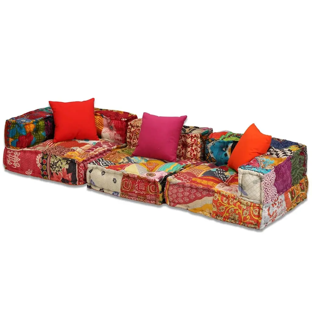 Multicolour Patchwork 3-Seater Modular Sofa Bed