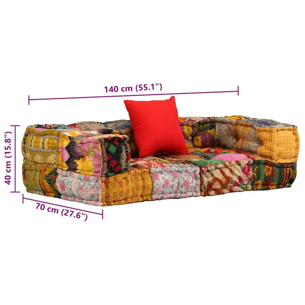 Modular Pouffe Cotton Fabric 2-Seater Patchwork Multicolour