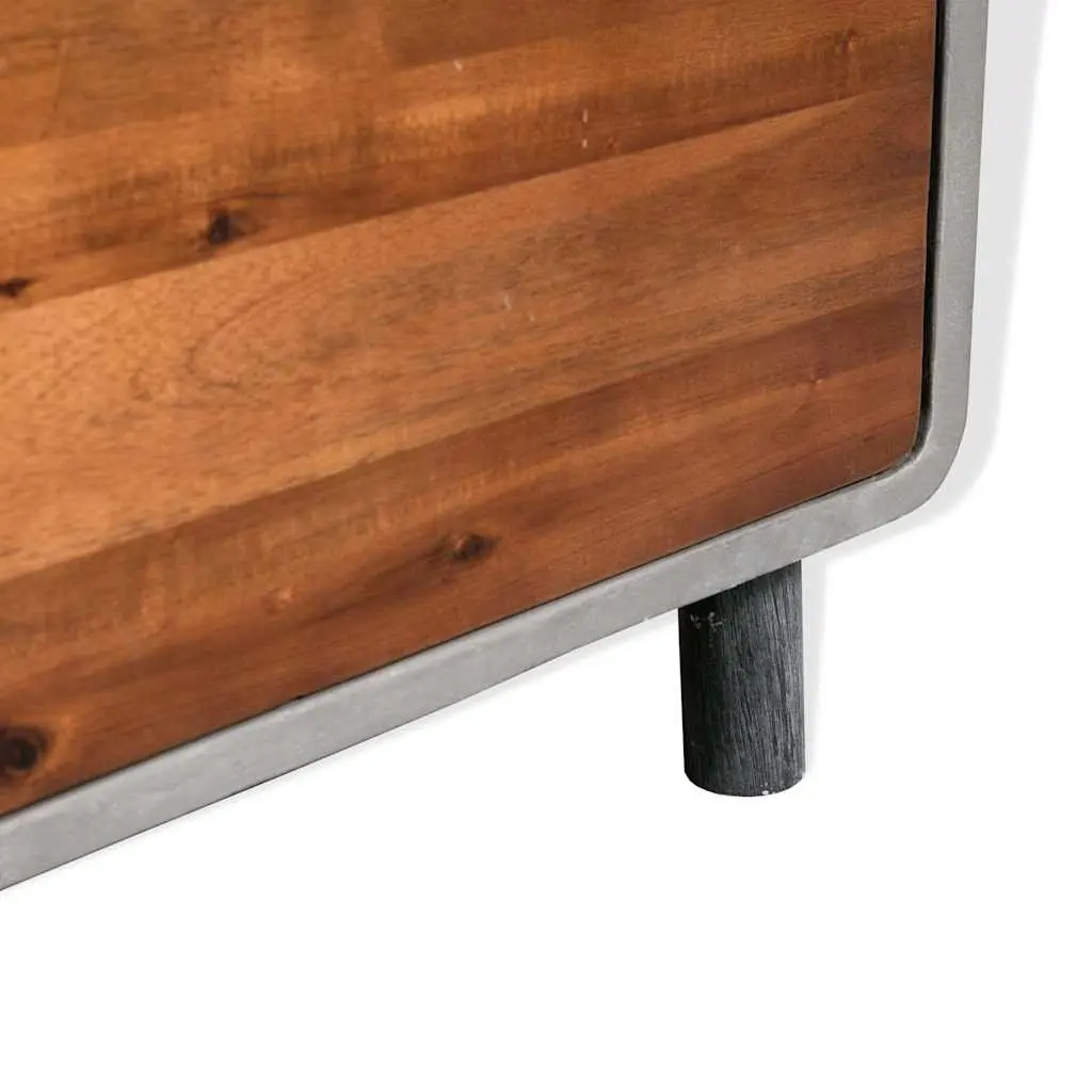 Industrial-Style Nightstand with Solid Acacia Wood Drawers