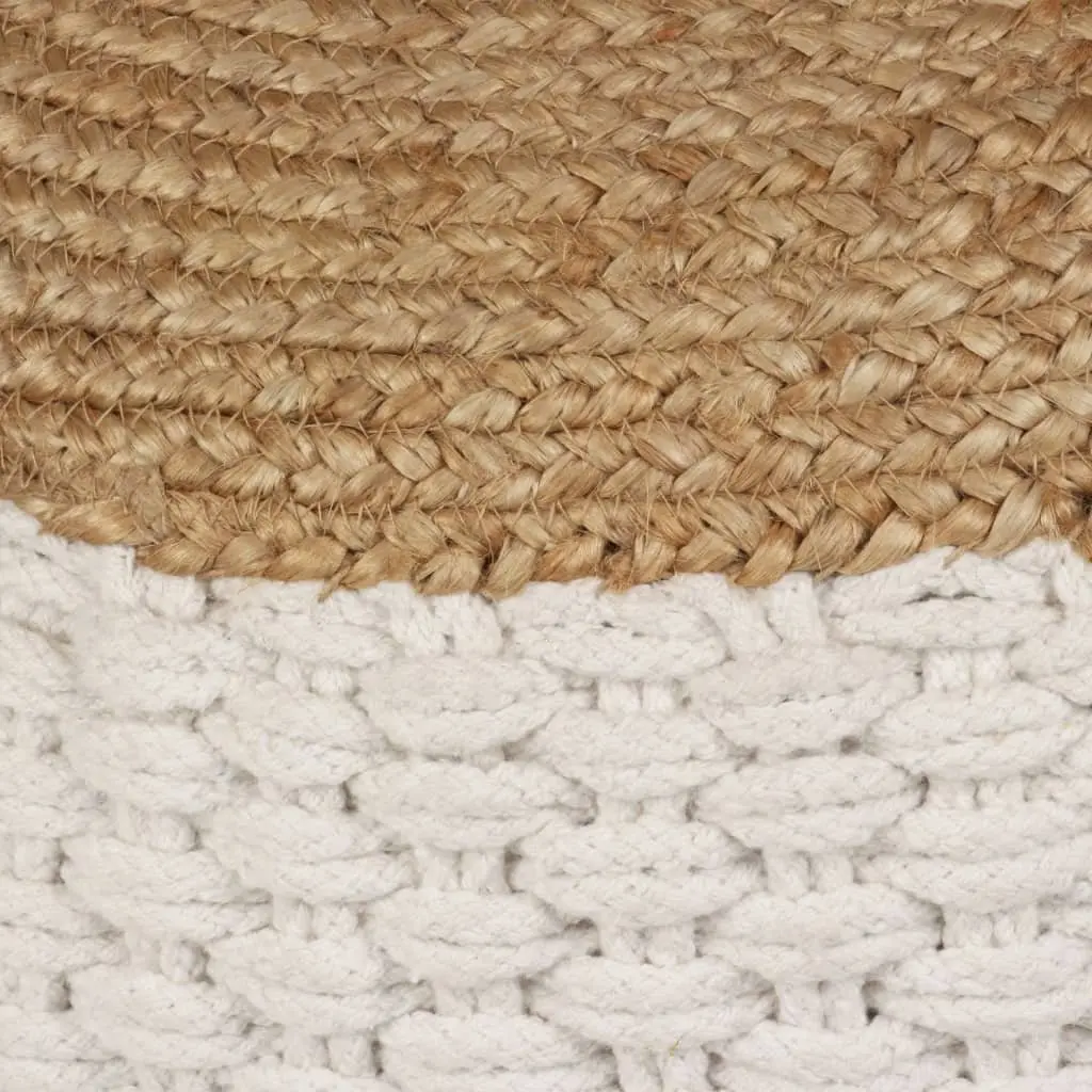 Pouffe Jute Cotton 50x35cm White