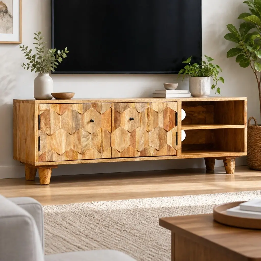 TV Cabinet Solid Mango Wood 118x35x40cm Brown