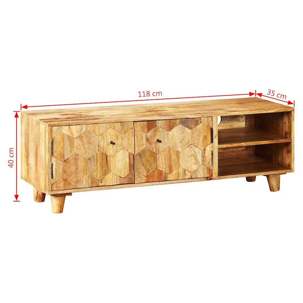 TV Cabinet Solid Mango Wood 118x35x40cm Brown