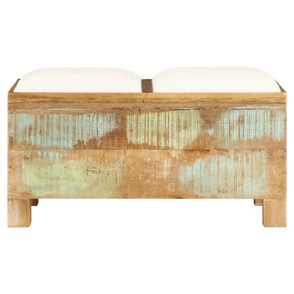 Storage Bench Solid Reclaimed Wood Retro Seating Entryway Furniture Brown