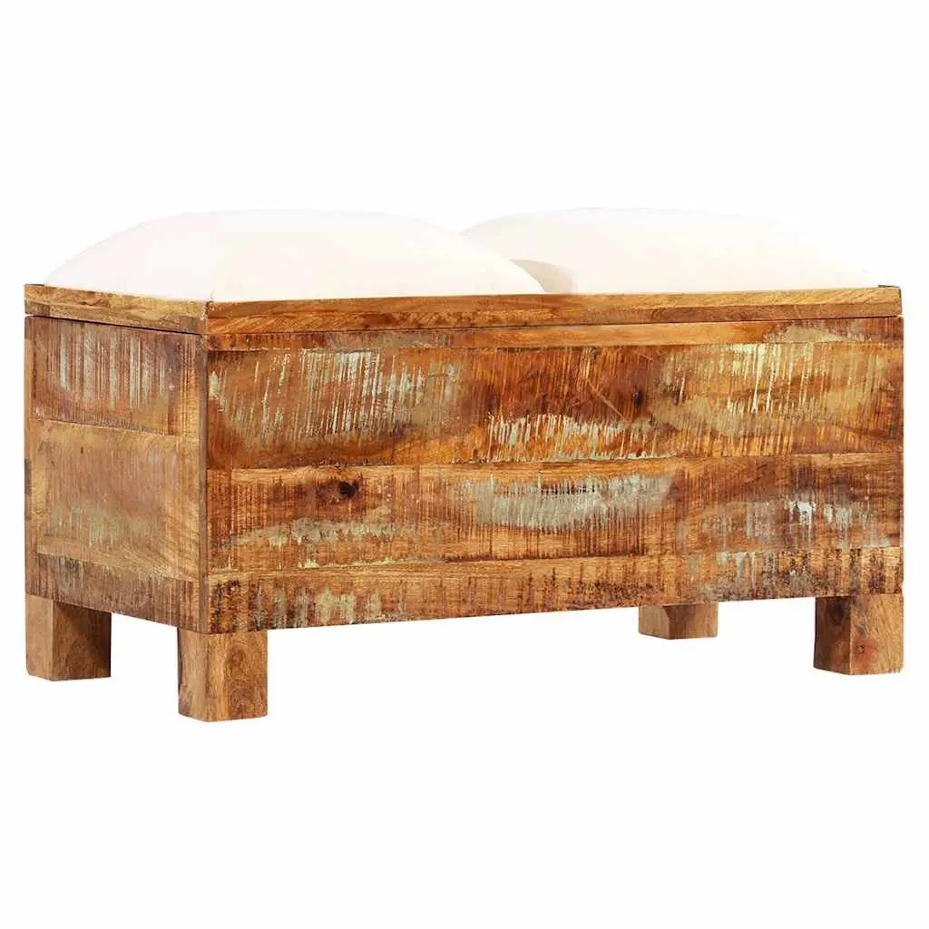 Storage Bench Solid Reclaimed Wood Retro Seating Entryway Furniture Brown