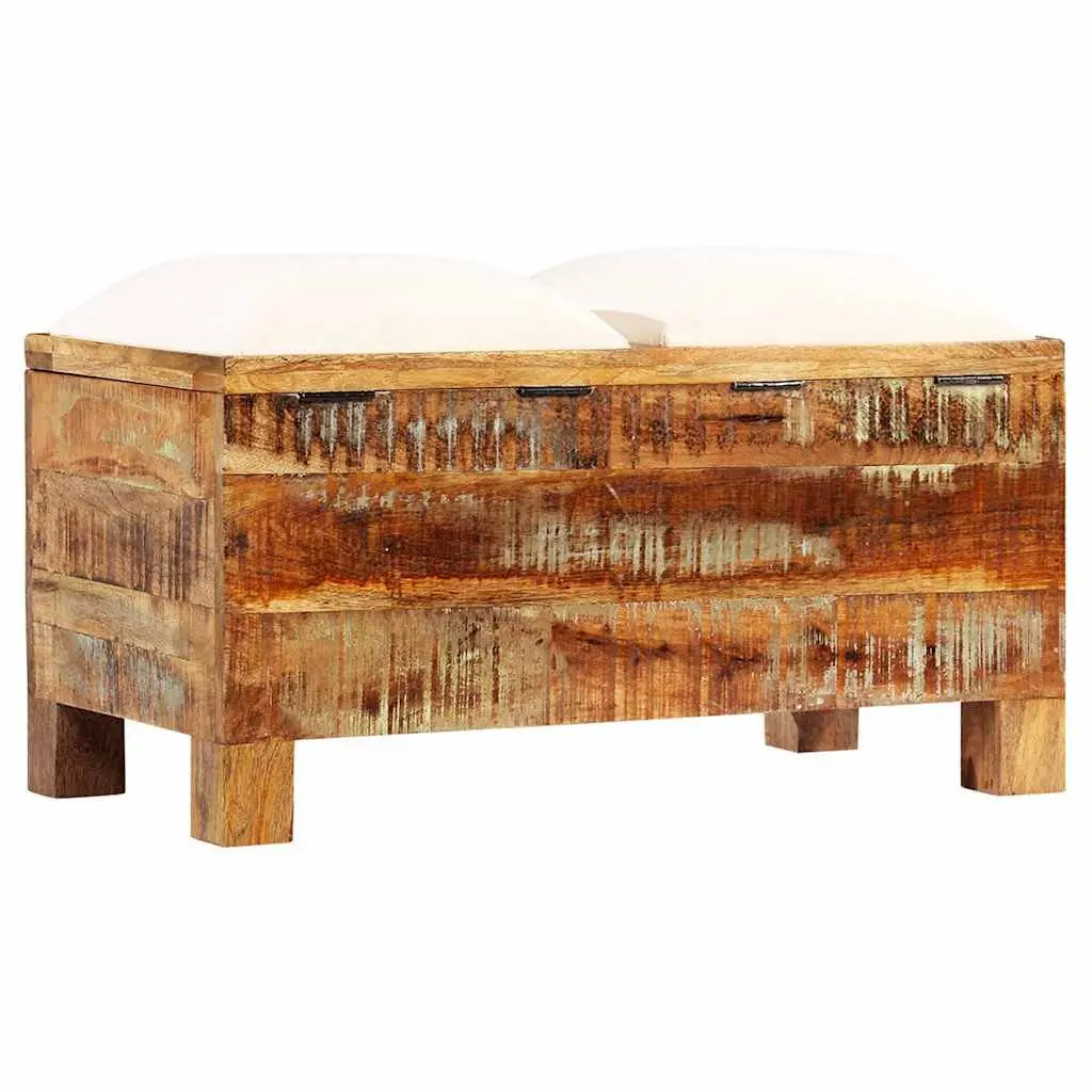 Storage Bench Solid Reclaimed Wood Retro Seating Entryway Furniture Brown