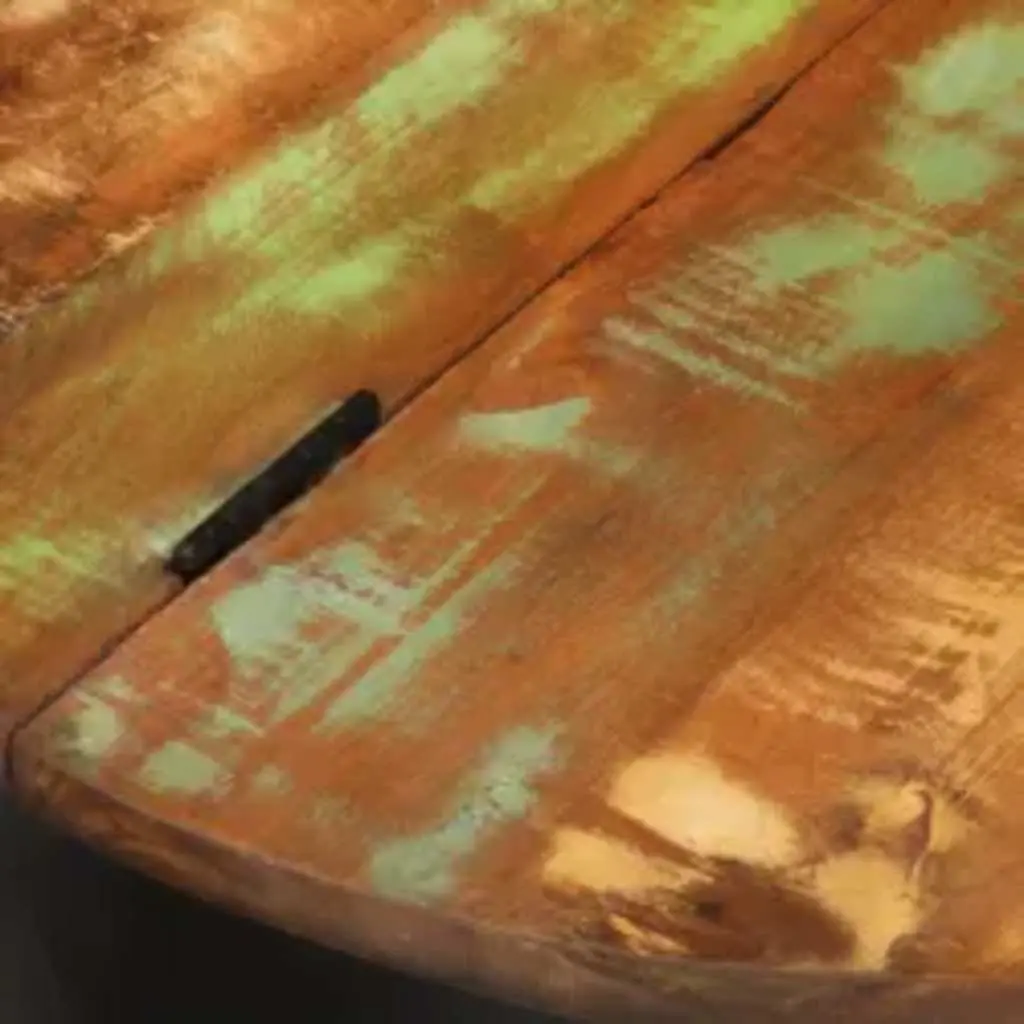 Solid Reclaimed Wood Coffee Table with Bowl-Shaped Steel Base