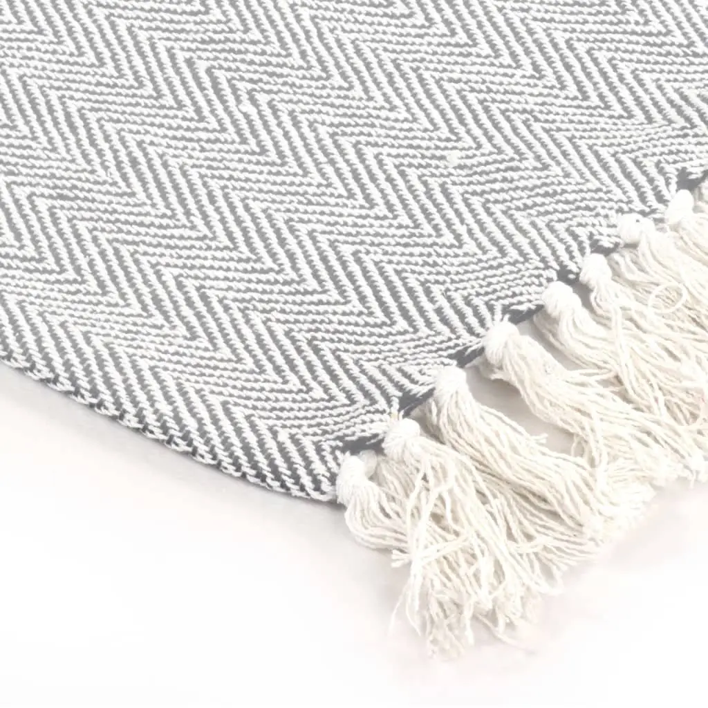 Herringbone Cotton Throw Blanket in Grey 125x150 cm