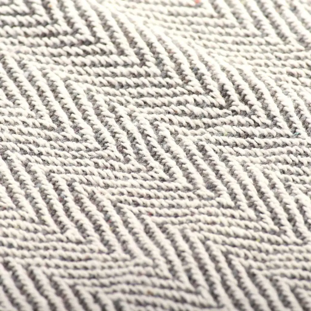 Herringbone Cotton Throw Blanket in Grey 125x150 cm