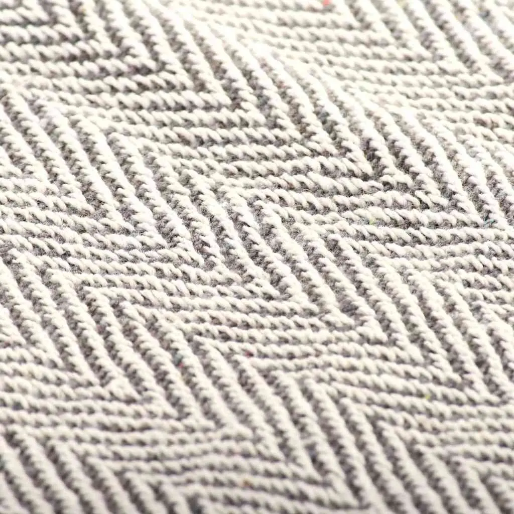Herringbone Grey Cotton Throw Blanket 160x210 cm