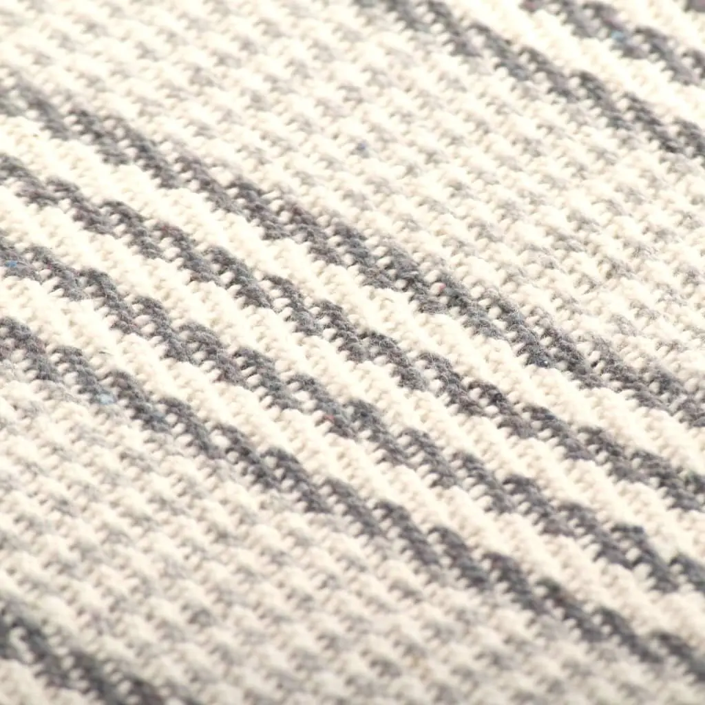 Cotton Throw Blanket with Stripes 160x210 cm Grey White Sofa Bed Chair Cover