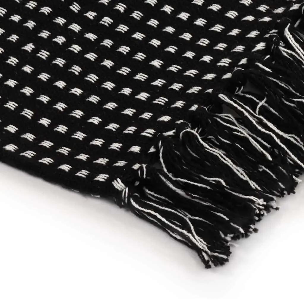 Cotton Throw Blanket 125x150 cm Plaid Design Tassel Black Sofa Bed Chair Cover