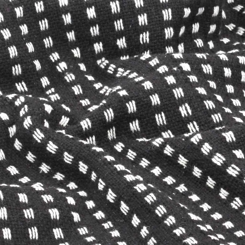 Black Plaid Cotton Throw Blanket 220x250 cm with Tassels