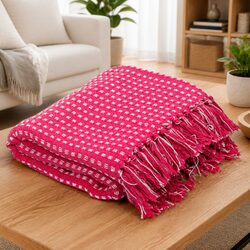 Premium Cotton Throw Blanket 125x150 cm Pink Plaid