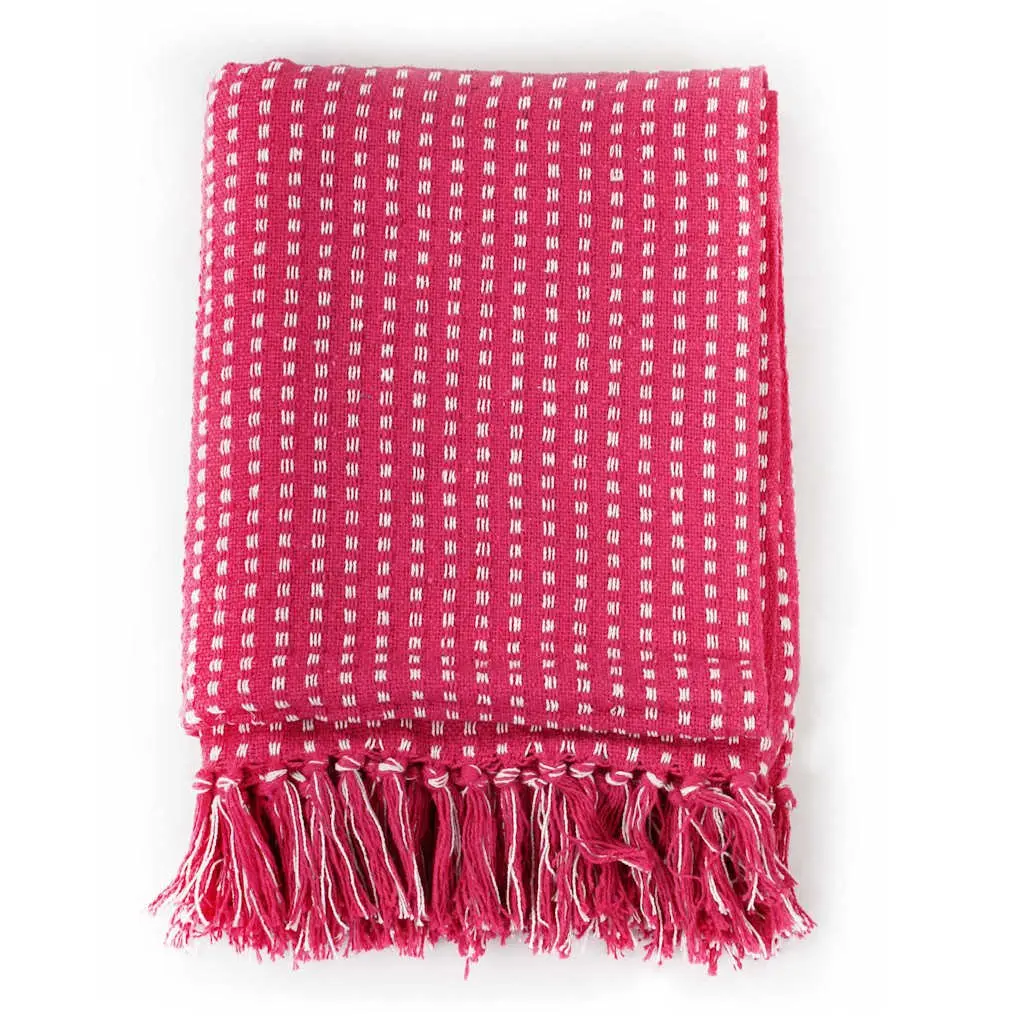 Cotton Throw Blanket 125x150 cm Pink Plaid Tassel Design Sofa Bed Chair Cover