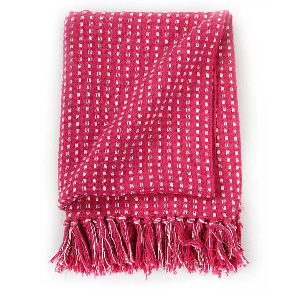 Soft Cotton Throw Blanket 220x250 cm Pink Plaid