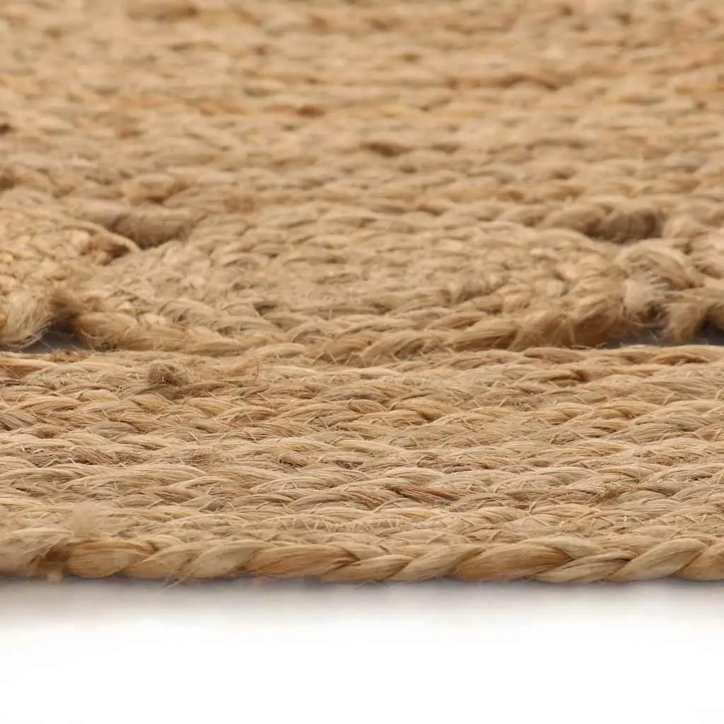Round Area Rug Jute 90cm Beige Handwoven Carpet