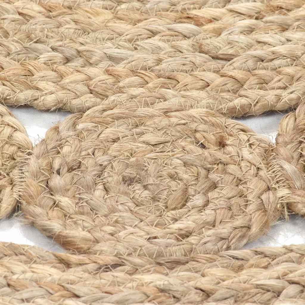 Round Area Rug Jute 90cm Beige Handwoven Carpet