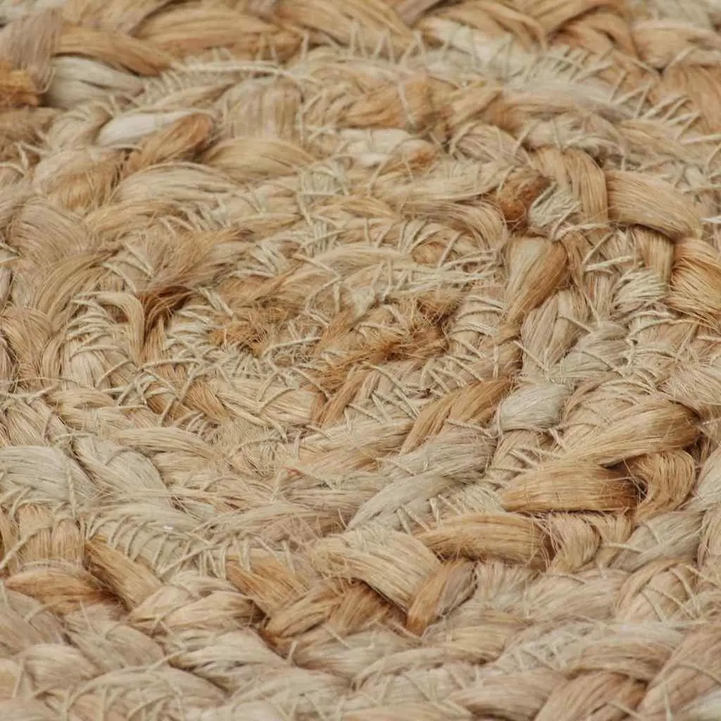 Round Area Rug Jute 90cm Beige Handwoven Carpet