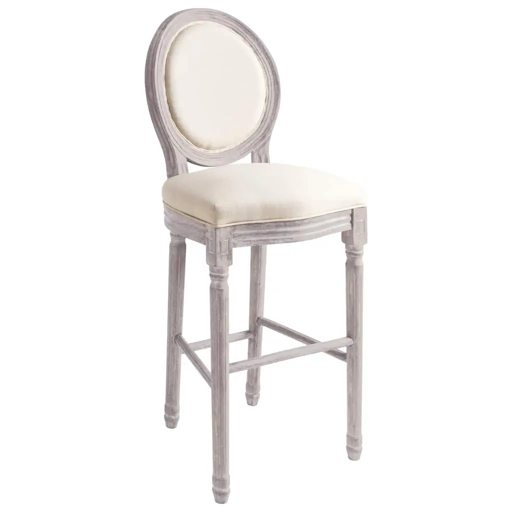 White Linen Vintage Bar Stools Pair for Kitchen Counter