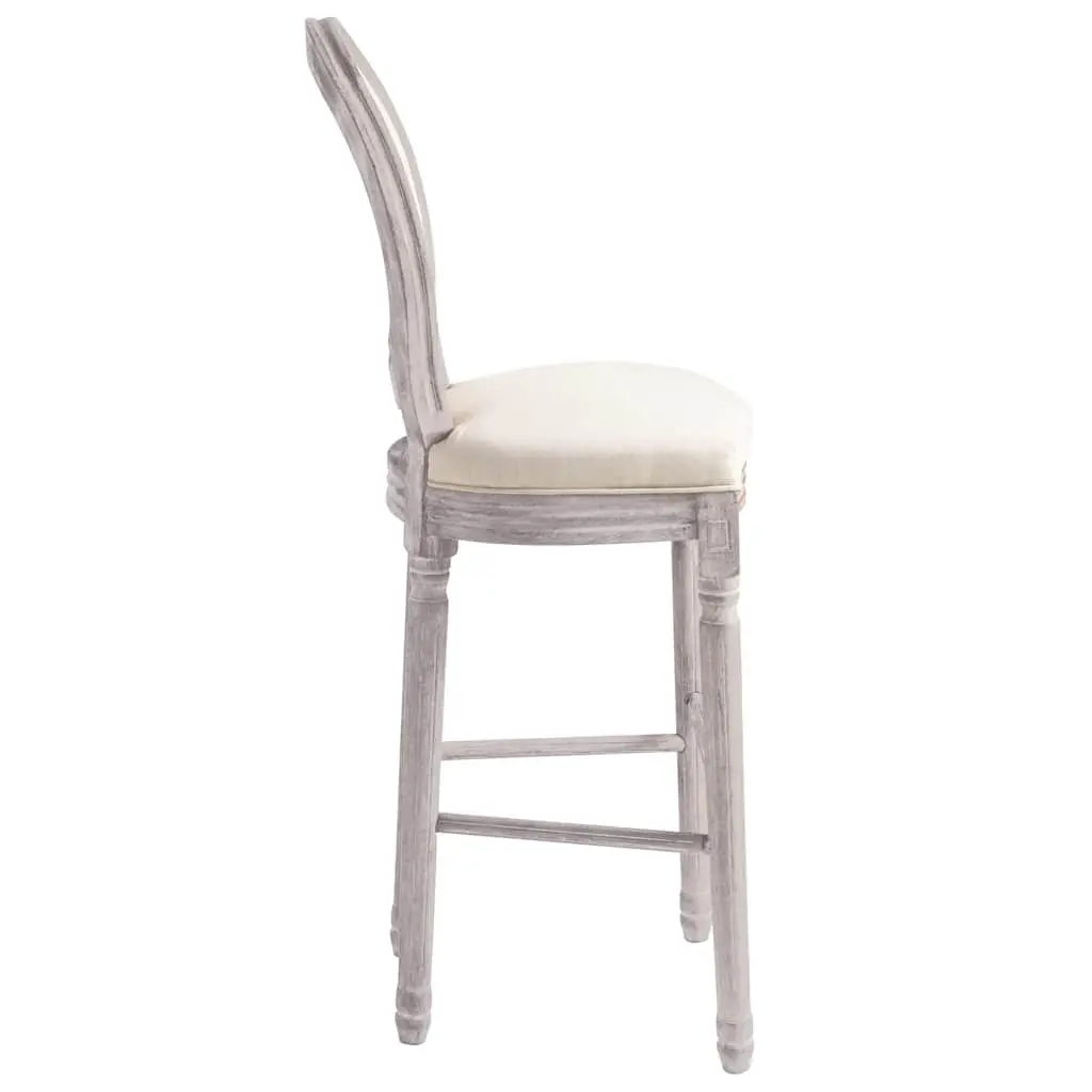 White Linen Vintage Bar Stools Pair for Kitchen Counter