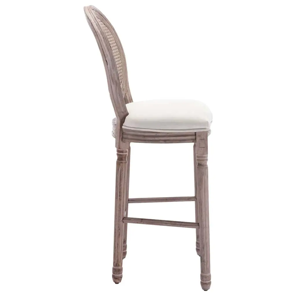 Vintage Upholstered Bar Stools with Rattan Backrest