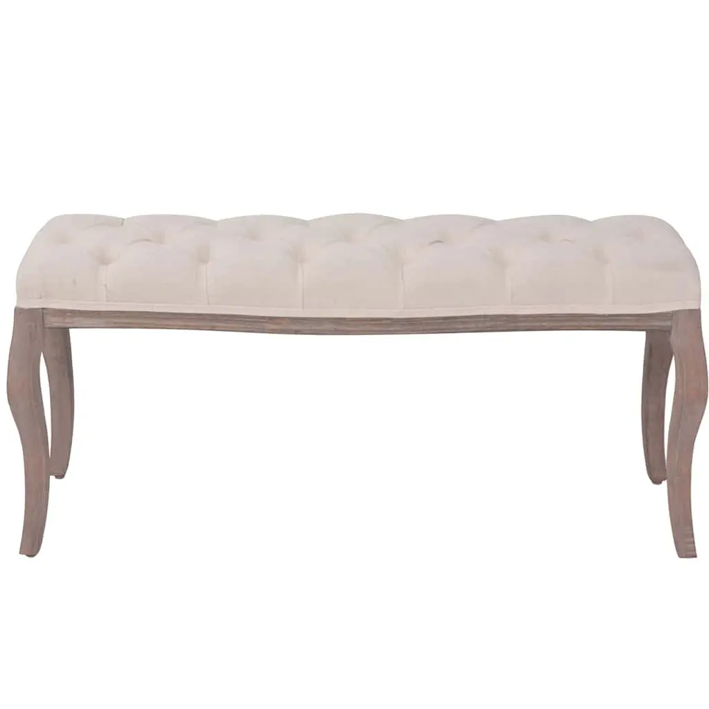 Cream White Padded Storage Bench with Solid Wood Frame