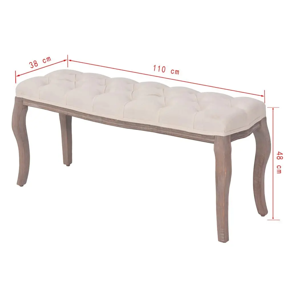 Cream White Padded Storage Bench with Solid Wood Frame