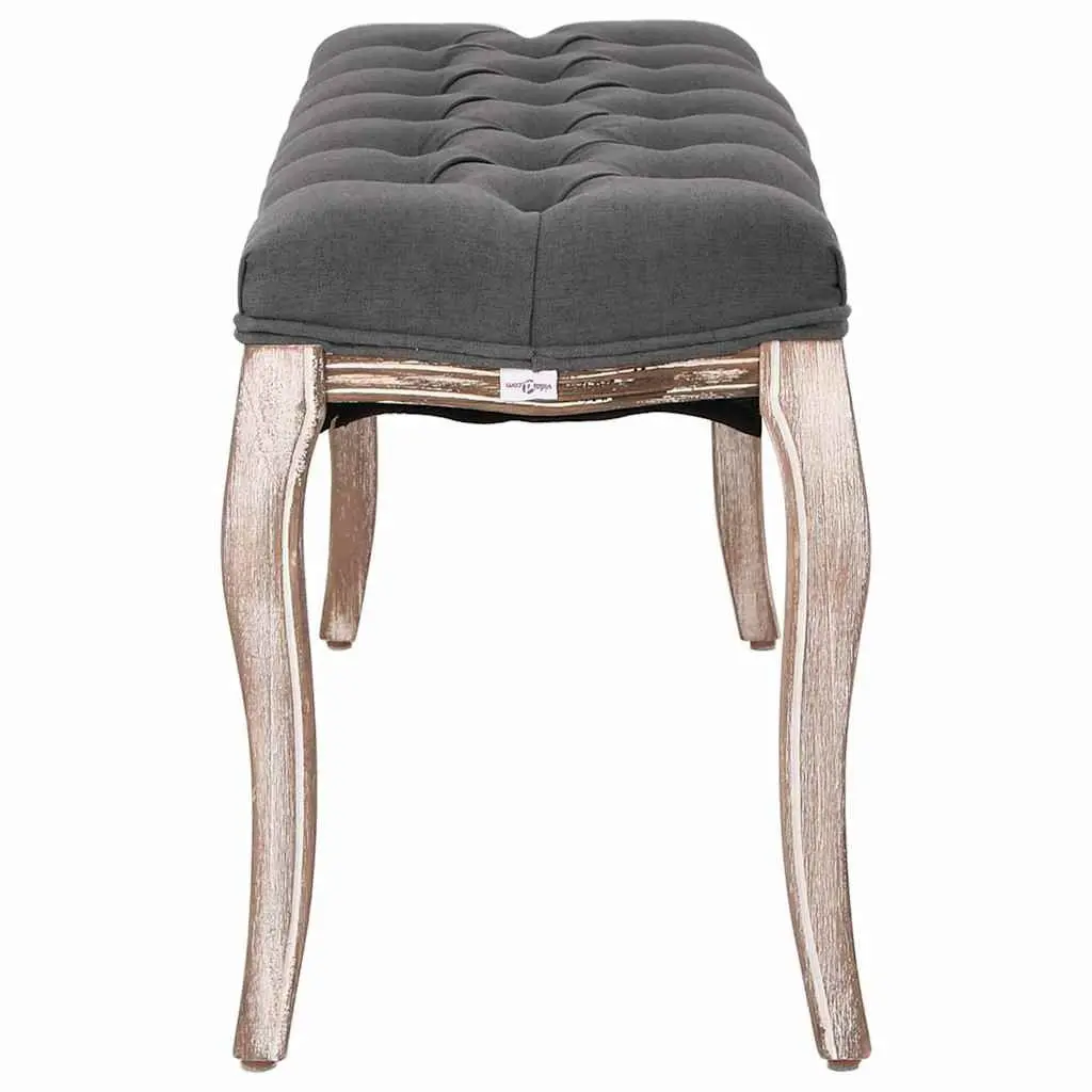 Grey Linen Padded Storage Bench with Wood Frame