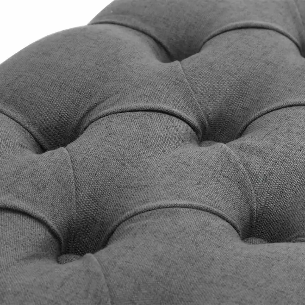 Grey Linen Padded Storage Bench with Wood Frame