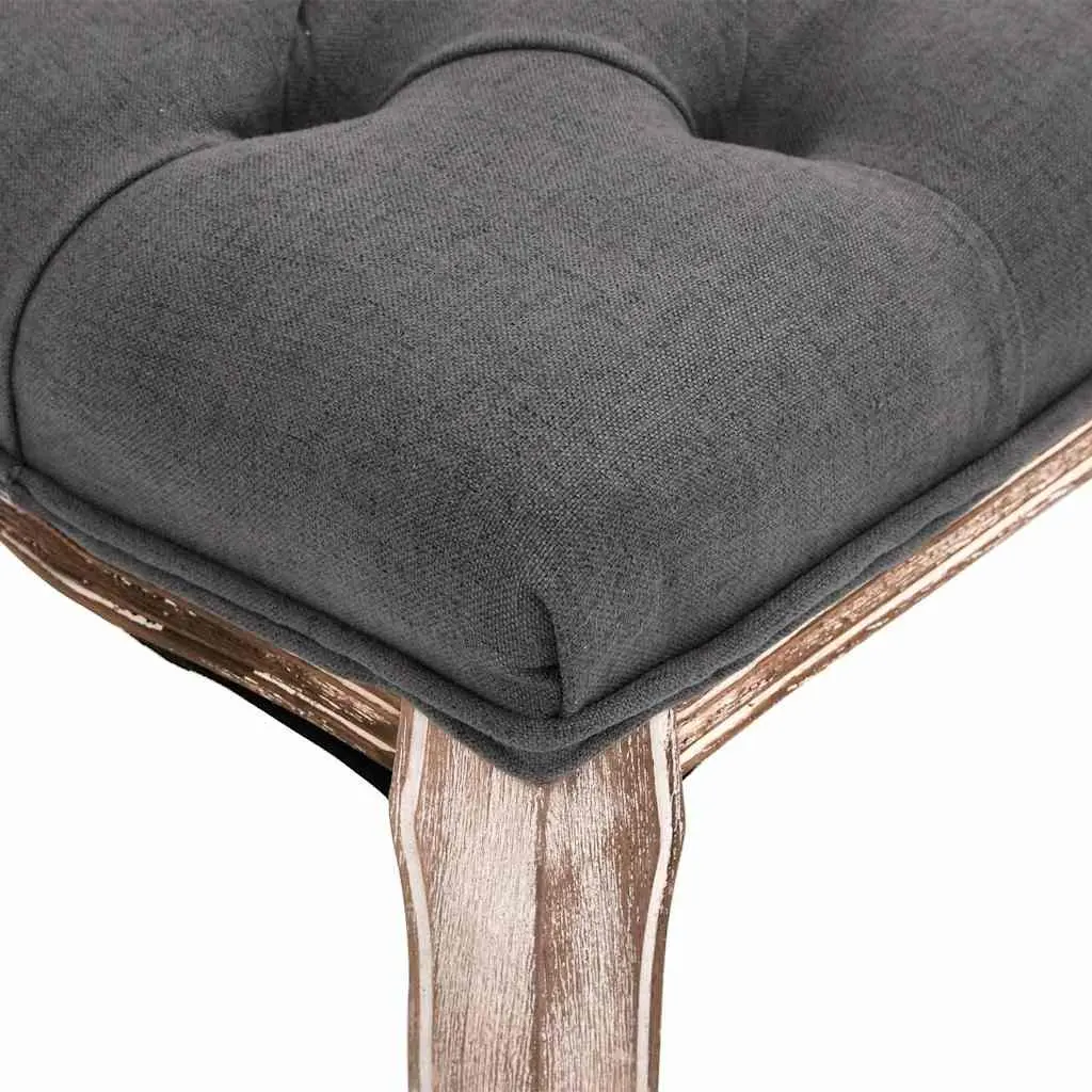 Grey Linen Padded Storage Bench with Wood Frame
