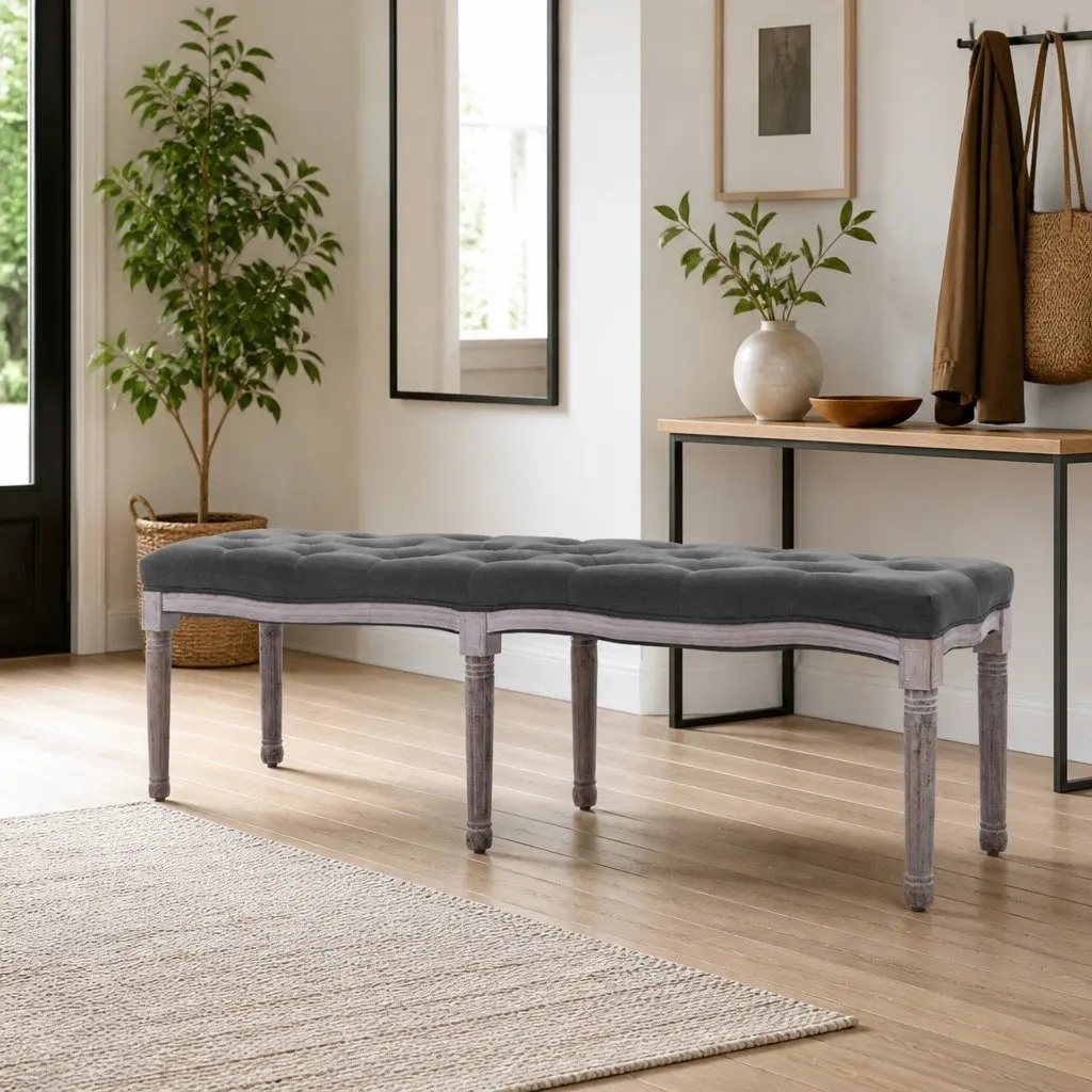 Padded Storage Bench with Solid Wood Frame