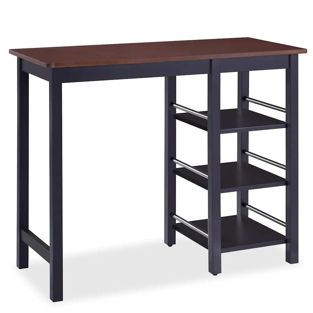 Bar Set MDF Rubberwood 3 Pieces Black