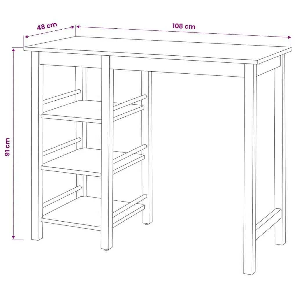 Bar Set MDF Rubberwood 3 Pieces Black