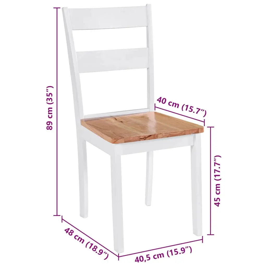 White Rubberwood Dining Chairs Set of 2