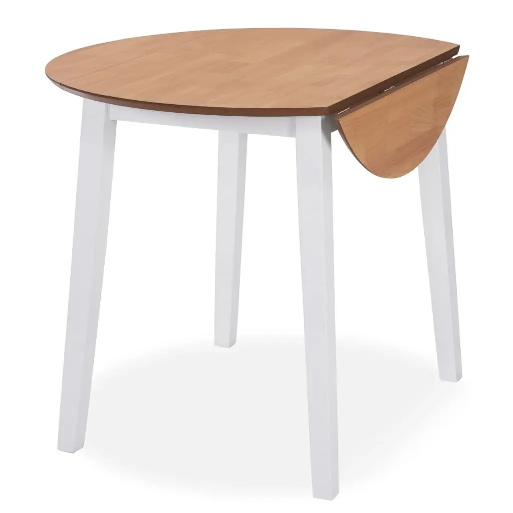 Round Drop-Leaf Dining Table in White
