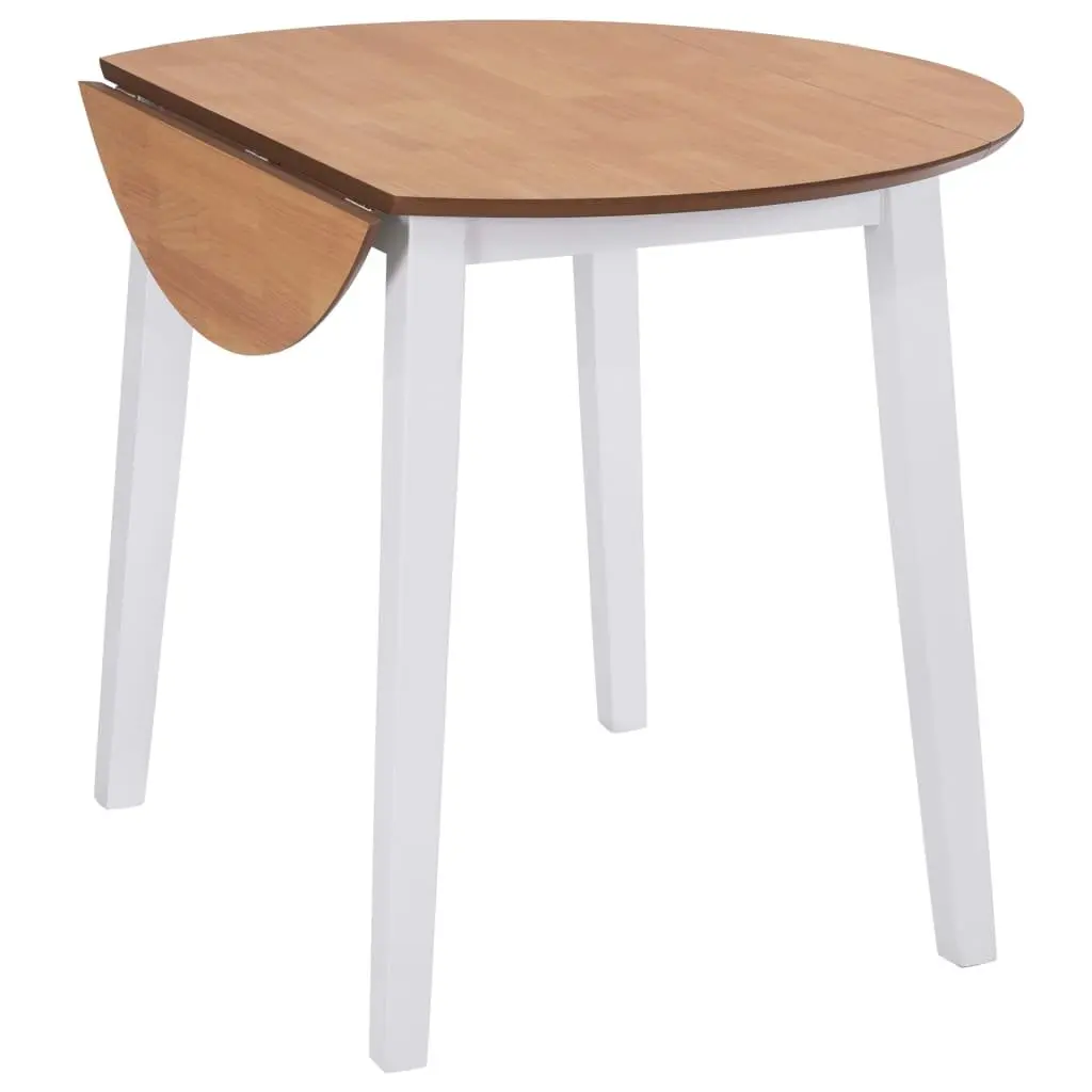 Round Drop-Leaf Dining Table in White
