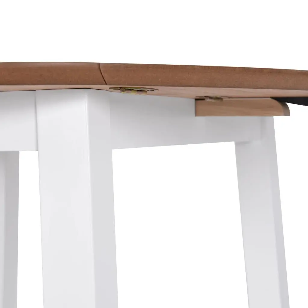 Round Drop-Leaf Dining Table in White