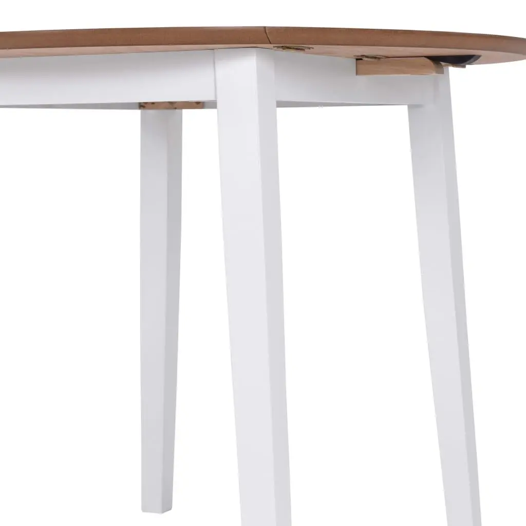 Round Drop-Leaf Dining Table in White