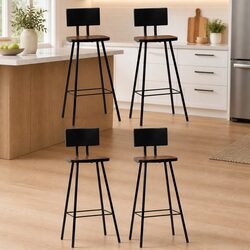 Set of 4 Antique-Style Bar Stools in Solid Reclaimed Wood