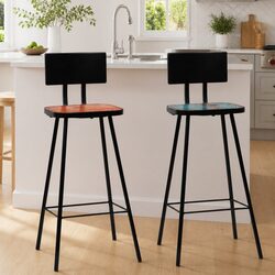 Industrial Brown Bar Stools 2 pcs Made of Reclaimed Wood