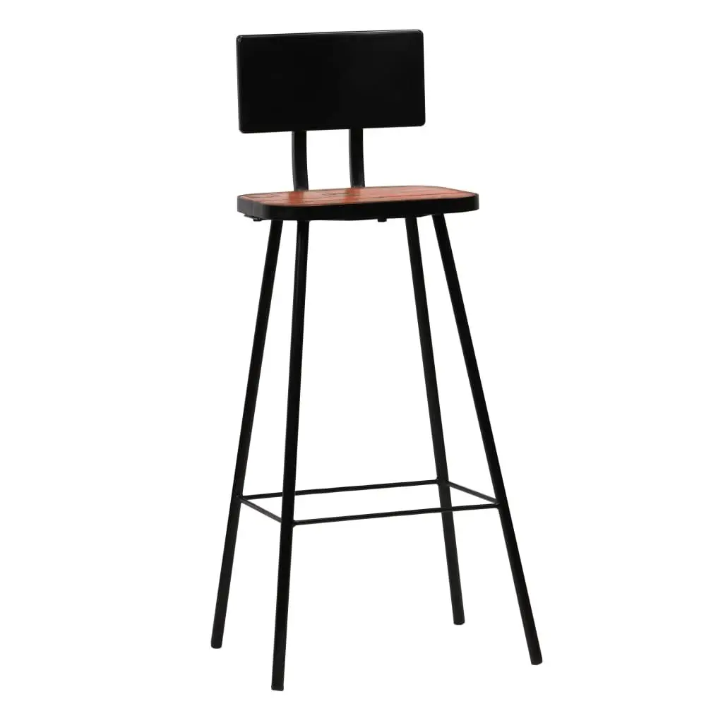 Bar Stools Reclaimed Wood 4 pcs Brown Steel Frame